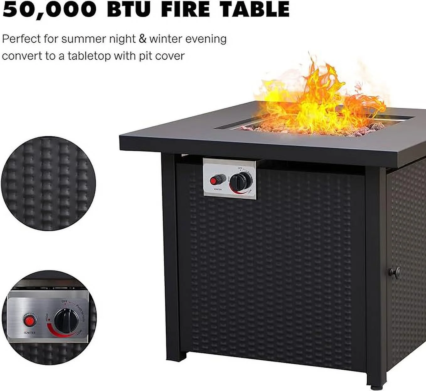 Grand Patio 5-Piece Patio Furniture Conversation Sets with Propane Fire Pit Table Cushioned Rocking Chairs Set of 4, Steel Frame, Gray