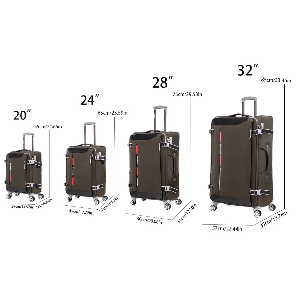 4-Piece Sage Green Softside Luggage Set with Spinner Wheels, Lightweight Expandable Suitcases (20