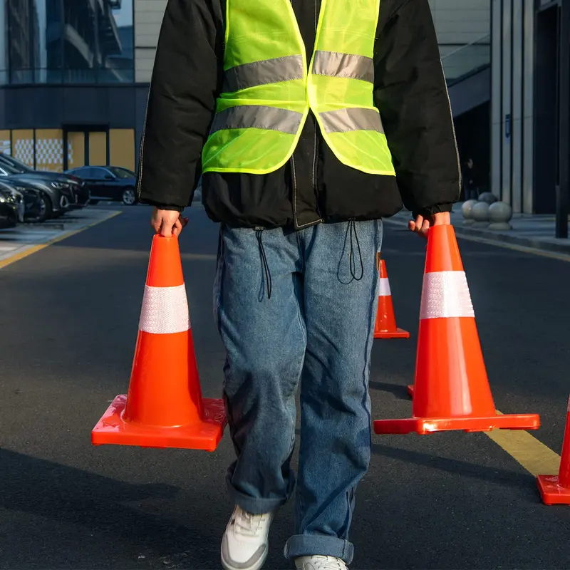 12-Pack Stackable PVC Traffic Cones – High-Visibility Safety Set