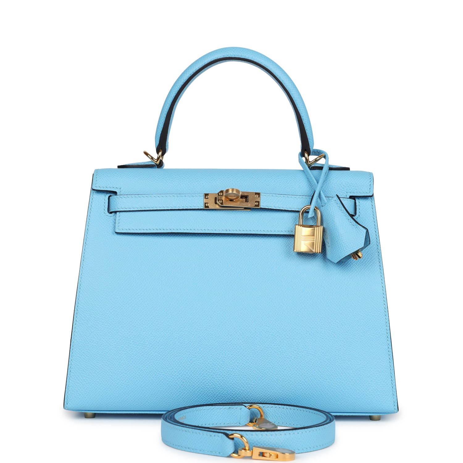 Kelly Sellier 25 Celeste Epsom Gold Hardware