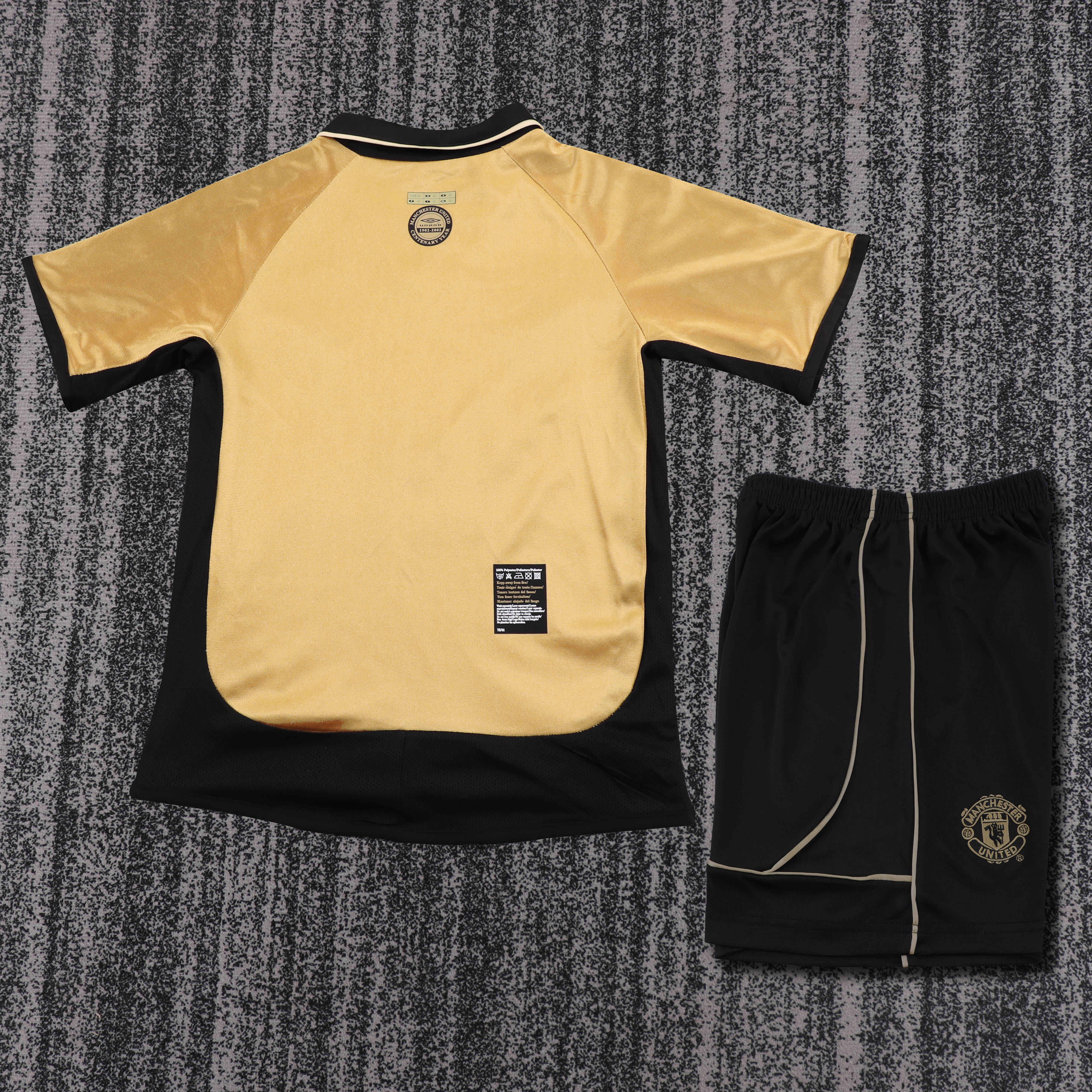 2001-02 Manchester United Double-Sided Centenary Edition Retro Children's Jersey Set - Fans Edition