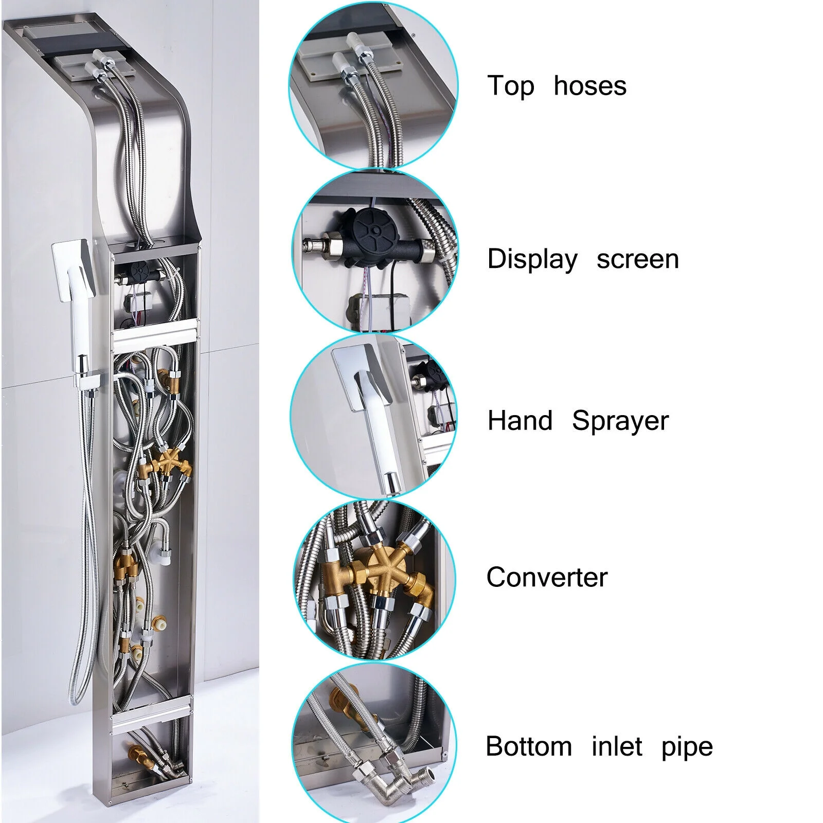Bathroom Senlesen Stainless Steel LED Shower Panel Tower Faucet Set System Massage Body Jet