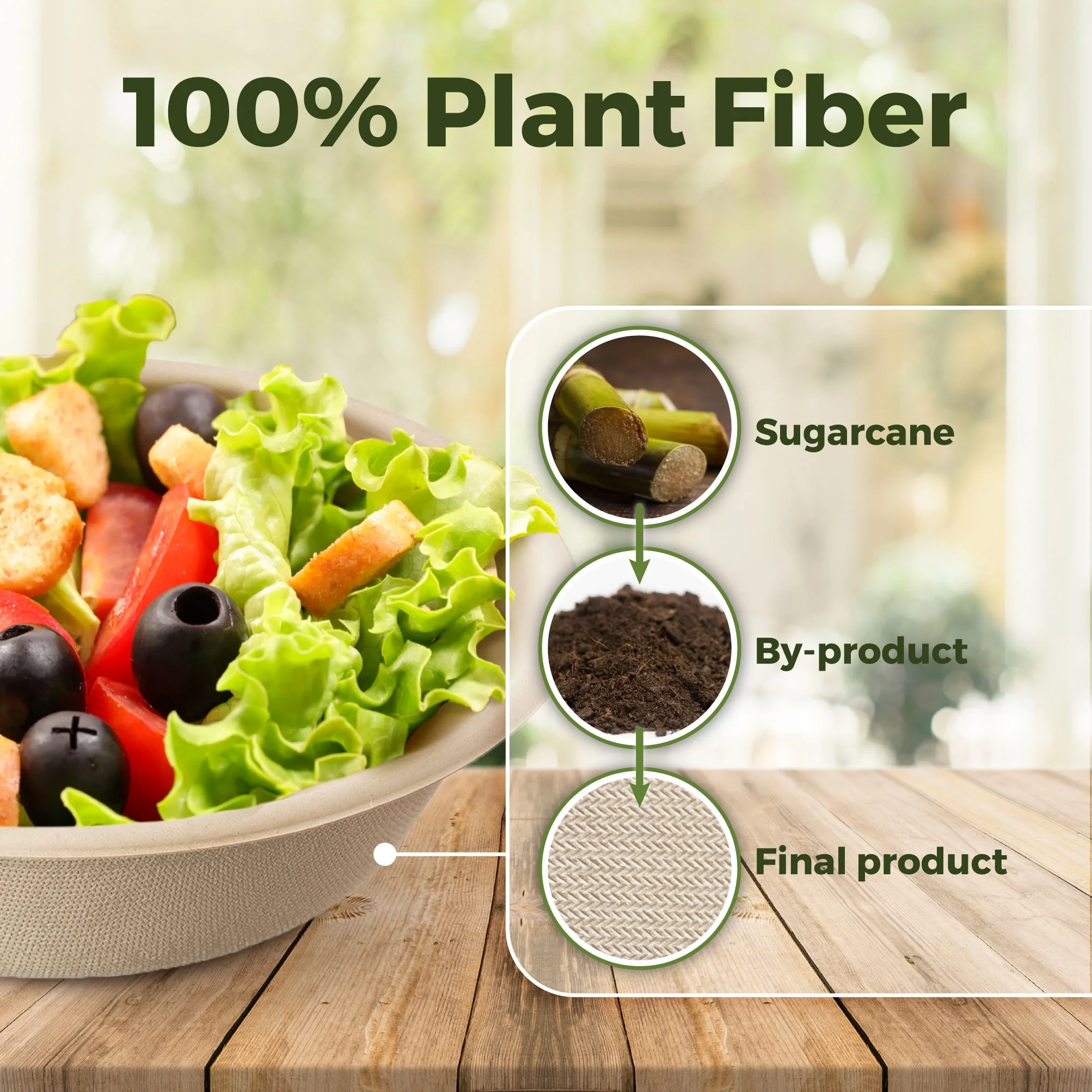Sugarfiber 32oz Round Disposable Paper Bowl with Lid - Compostable Eco-Friendly Plant Fiber Containers for Meal Prep Takeout Dinnerware Plates Catering 100% by-product - 500 Set