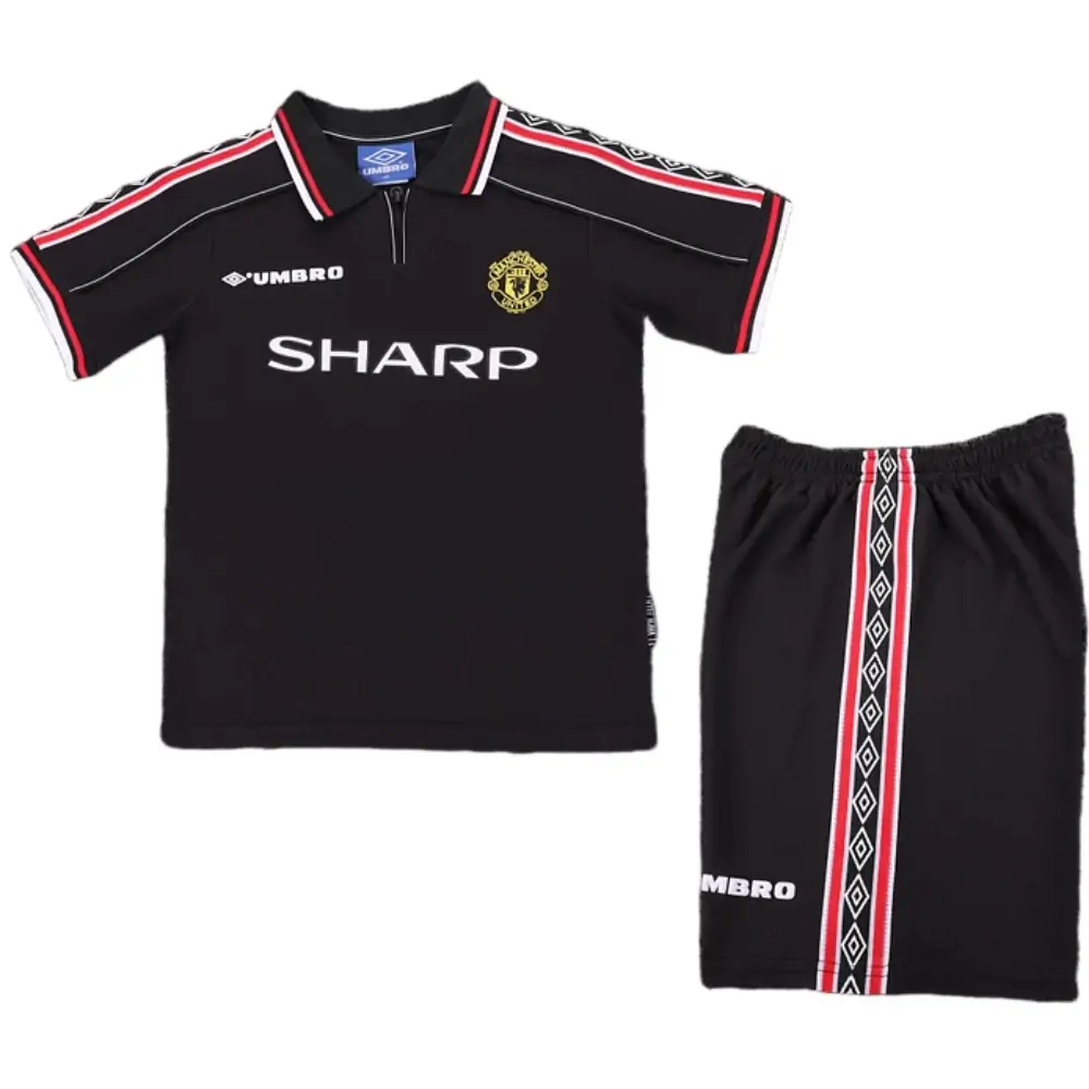 1998-99 Manchester United Away Retro Children's Jersey Set - Fans Edition