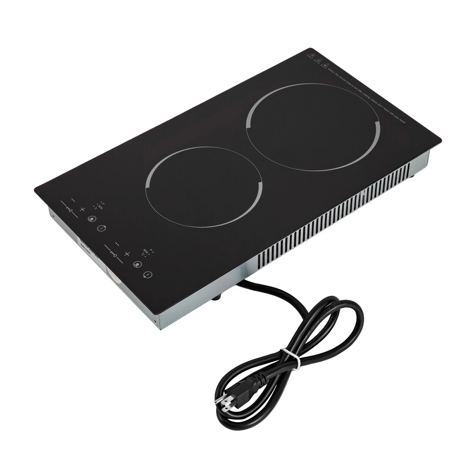 Miumaeov Commercial Electric Ceramic Cooktop 2 Burners Cooking Stove Touch Control Cooker 1500W 140-482?��F