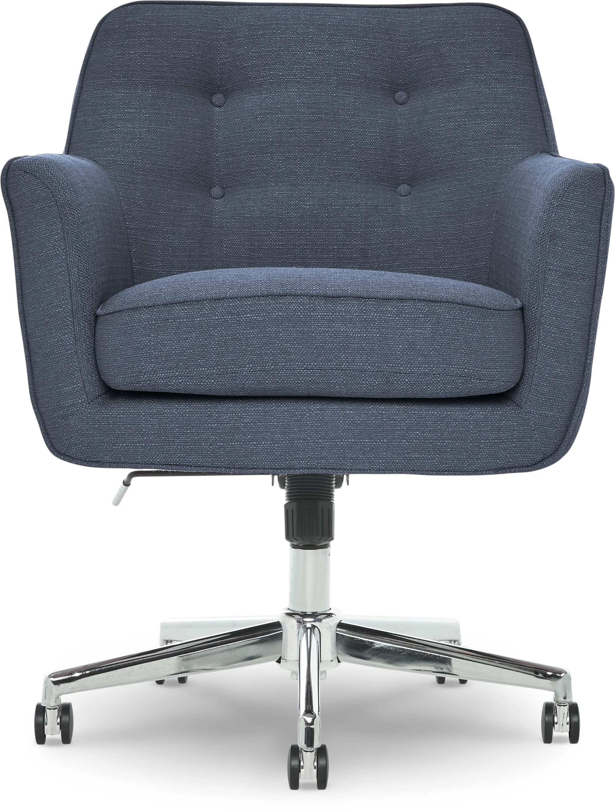 Serta Ashland Office Desk Chair, Button Tufted Mid-Back, Memory Foam Cushion, Chrome Swivel Base, Charcoal