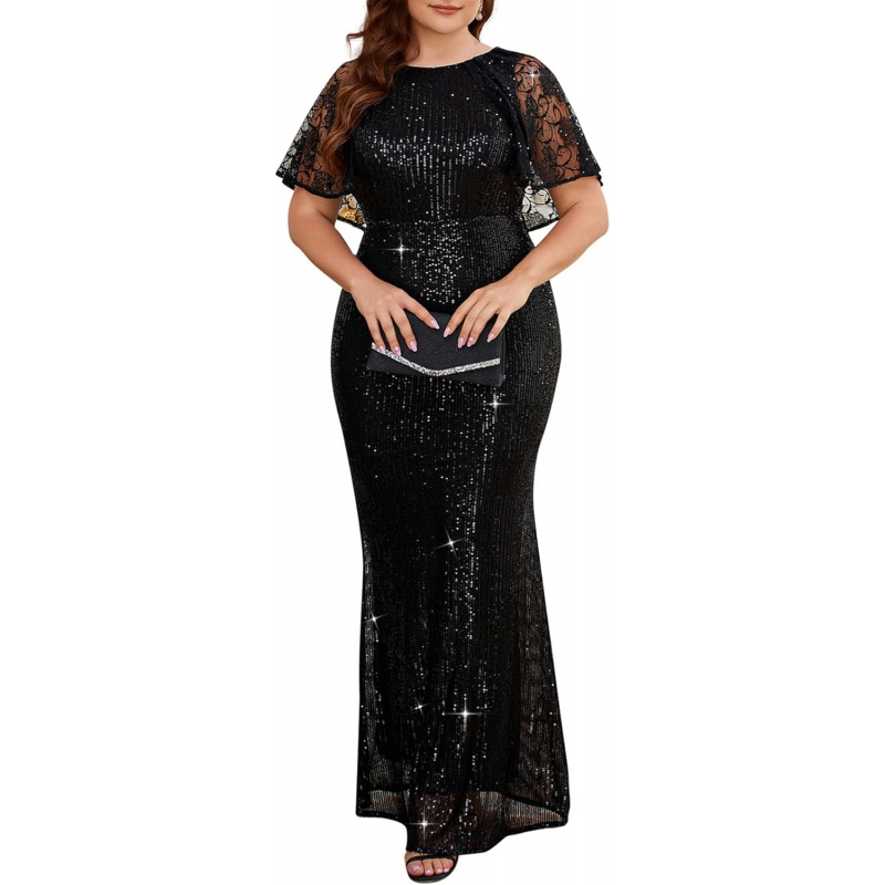 Women Sequin Plus Size Mesh Perspective Shorts