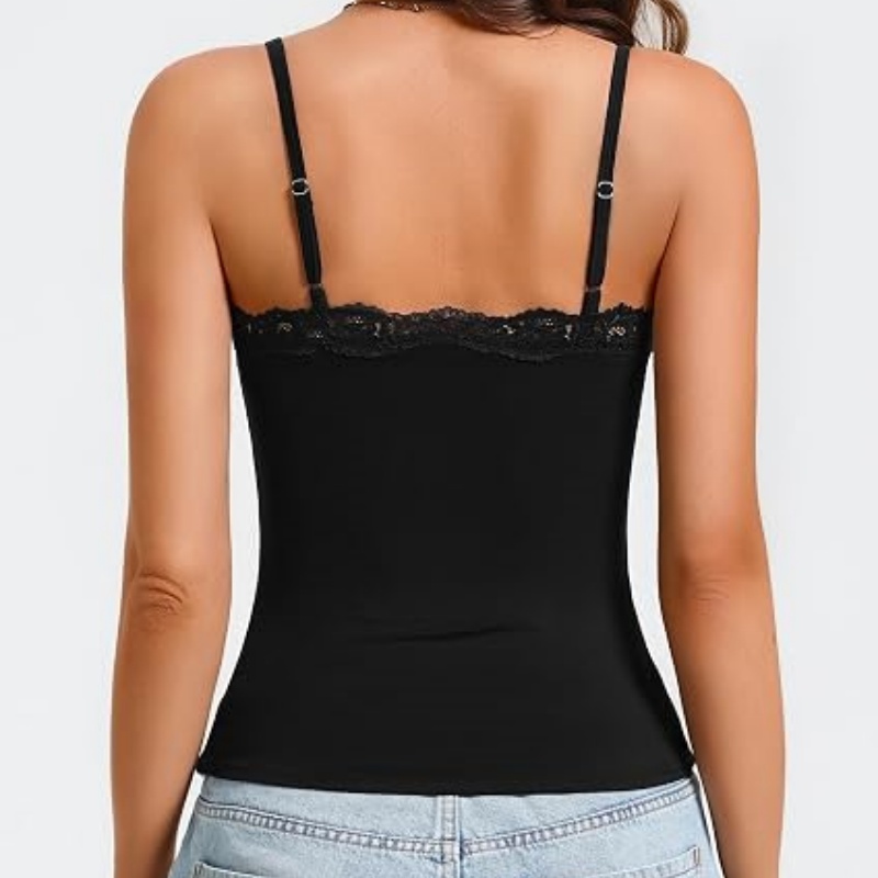 Women's Lace Trim Tank Tops Square Neck Camisole Going Out Top Slim Fit 2026 Trendy Summer
