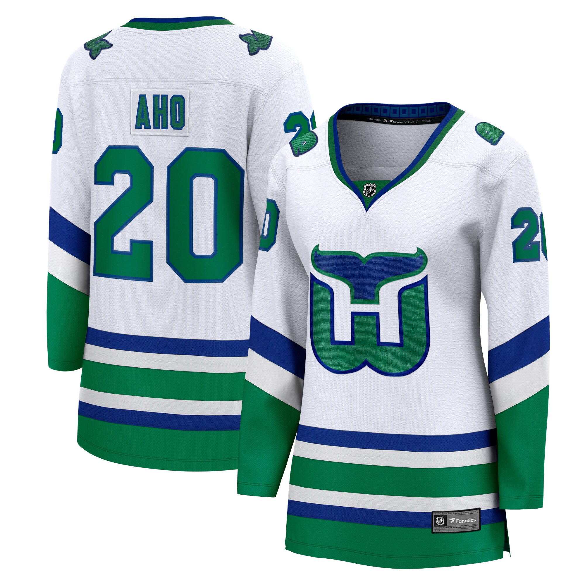 Sebastian Aho Carolina Hurricanes Fanatics Women’s Whalers Premier Breakaway Jersey – White