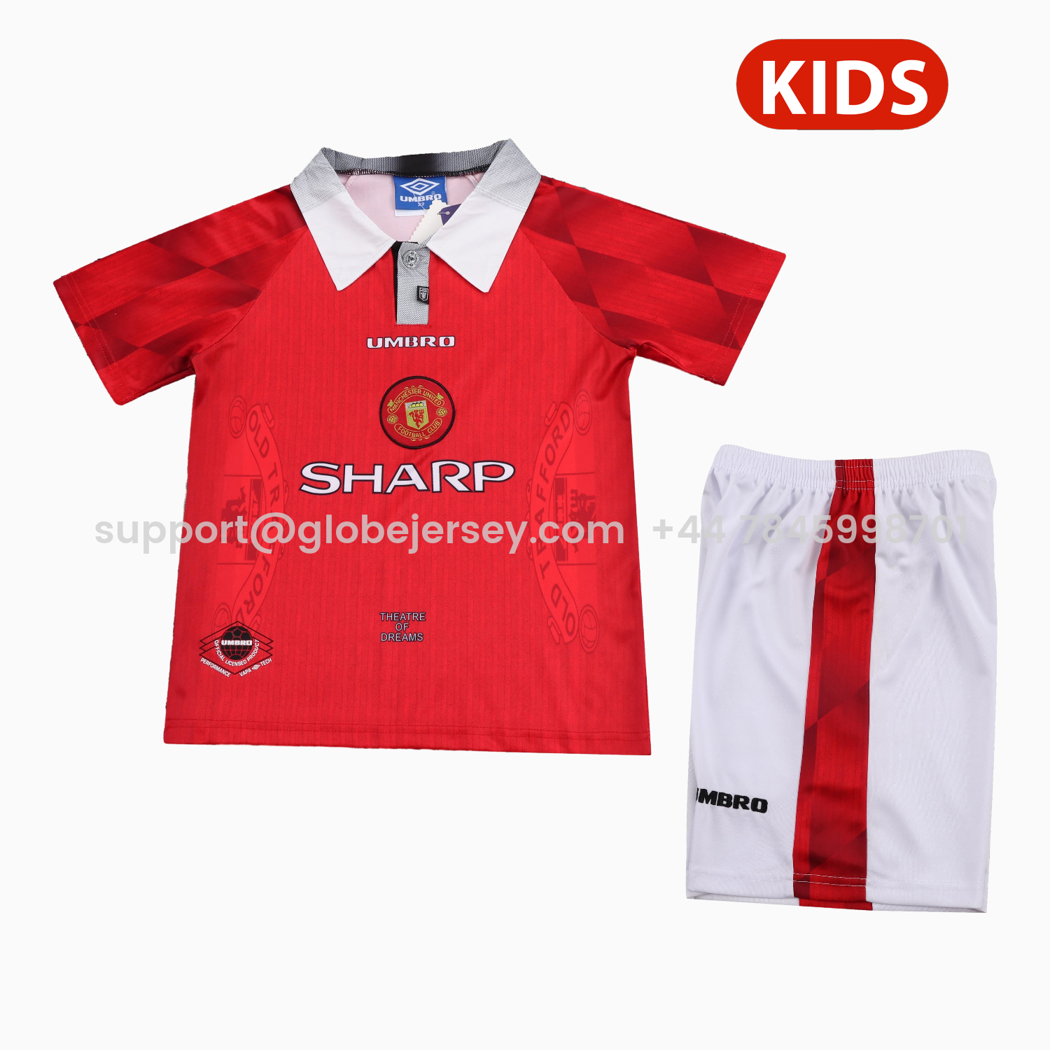 Retro Manchester United 1996-97 Home Kids Kit