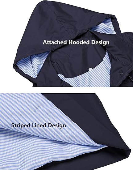 Rain Jacket Women Striped Lined