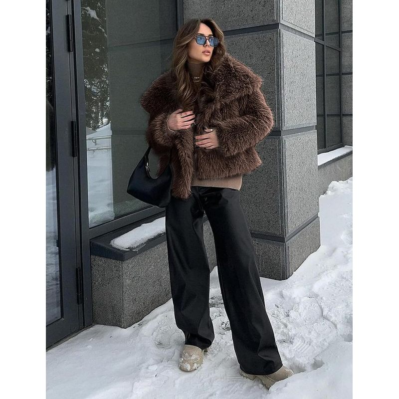 Women's Faux Fur Coat Winter Warm Fluffy Fur Jacket