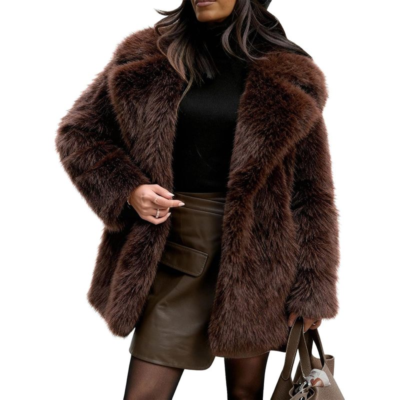 Women's Long Faux Fur Coats Fluffy Faux Fur Jacket Long