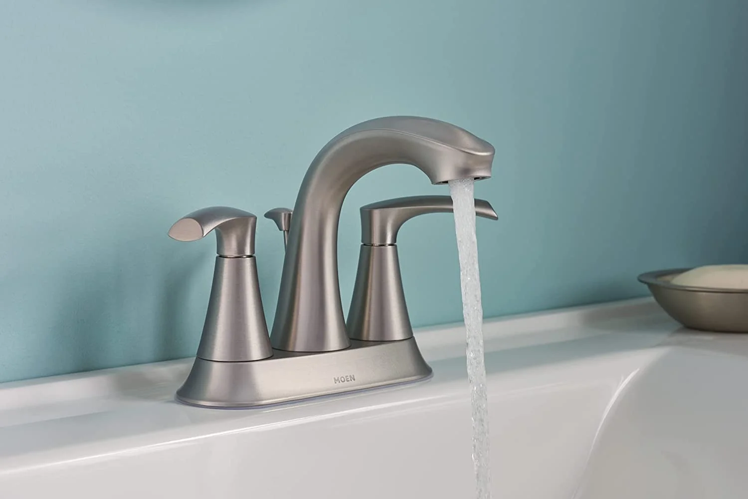 Moen 84137SRN Graeden Spot Resist Brushed Nickel 2-handle 4-in Centerset Bathroom Faucet