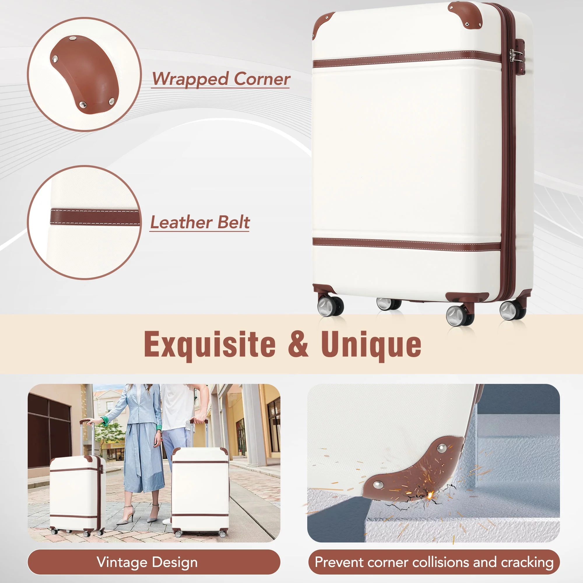 EUROCO 4-Piece Luggage Sets,Hardside Expandable Carry On Suitcase with TSA Lock,Cosmetic Case and Double Spinner Wheels,Lightweight Travel Luggage(20