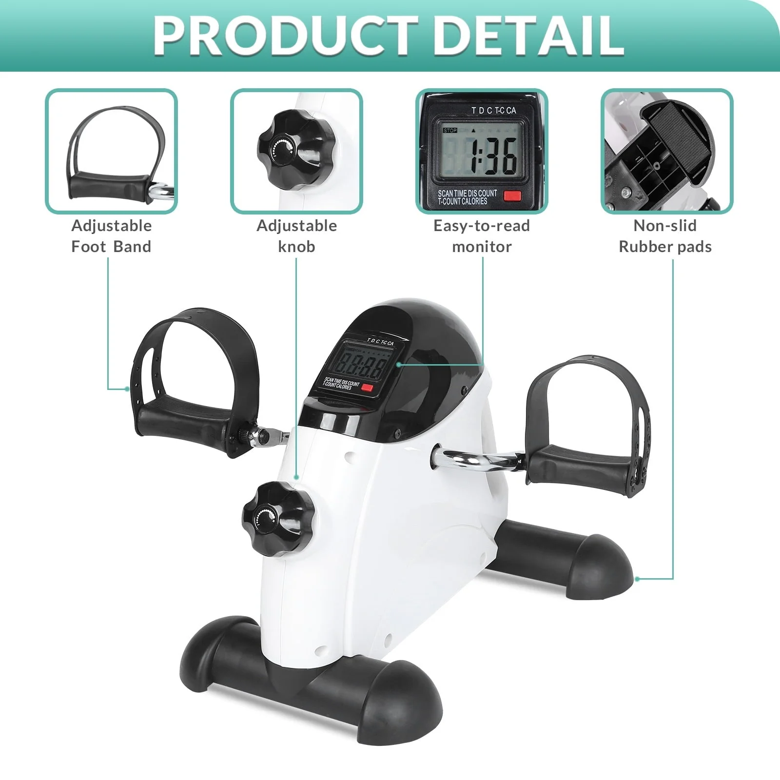 MEETWARM Pedal Exerciser Stationary Bikes for Seniors - Under Desk Mini Exercise Bike Cycle for Office - Arm Leg Floor Peddler Exerciser with LCD Display for Physical Therapy