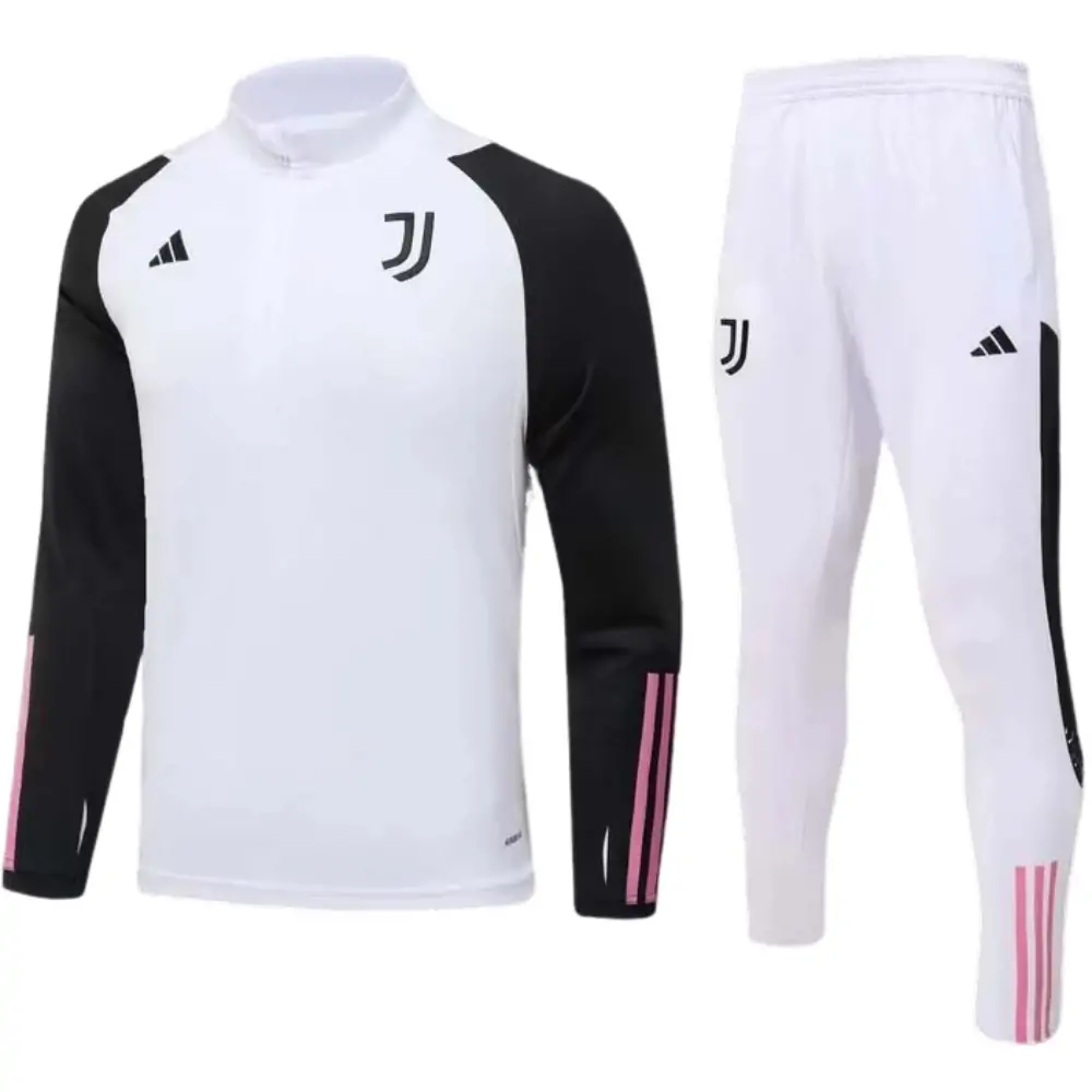 2023/2024 Juventus Half-Pull Training Suit White Football Shirt 1:1 Thai Quality Set