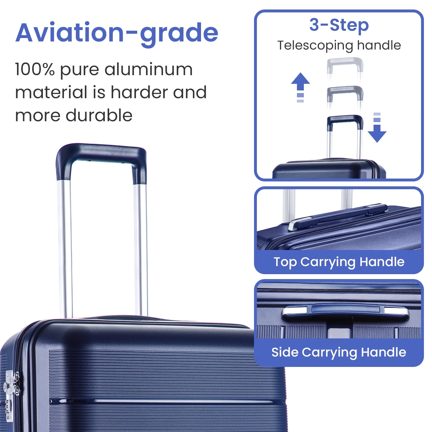 4 Piece Luggage Set, Expandable Lightweight Suitcase Set, PP Materials Travel Luggage with TSA Lock Spinner Wheels, White (14/20/24/28)