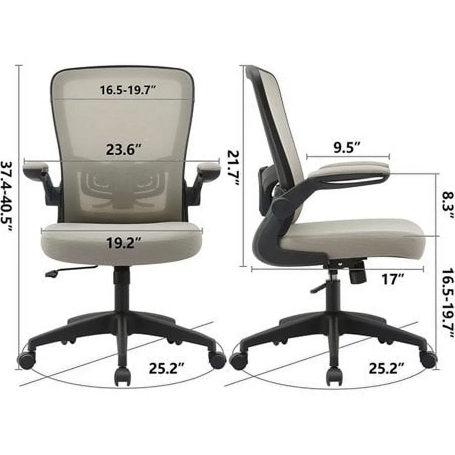 COOLHUT Ergonomic Office Chair, 400LBS Task Chair, Comfort Desk Chair with Adjustable Lumbar Support and Flip up Arms, Black