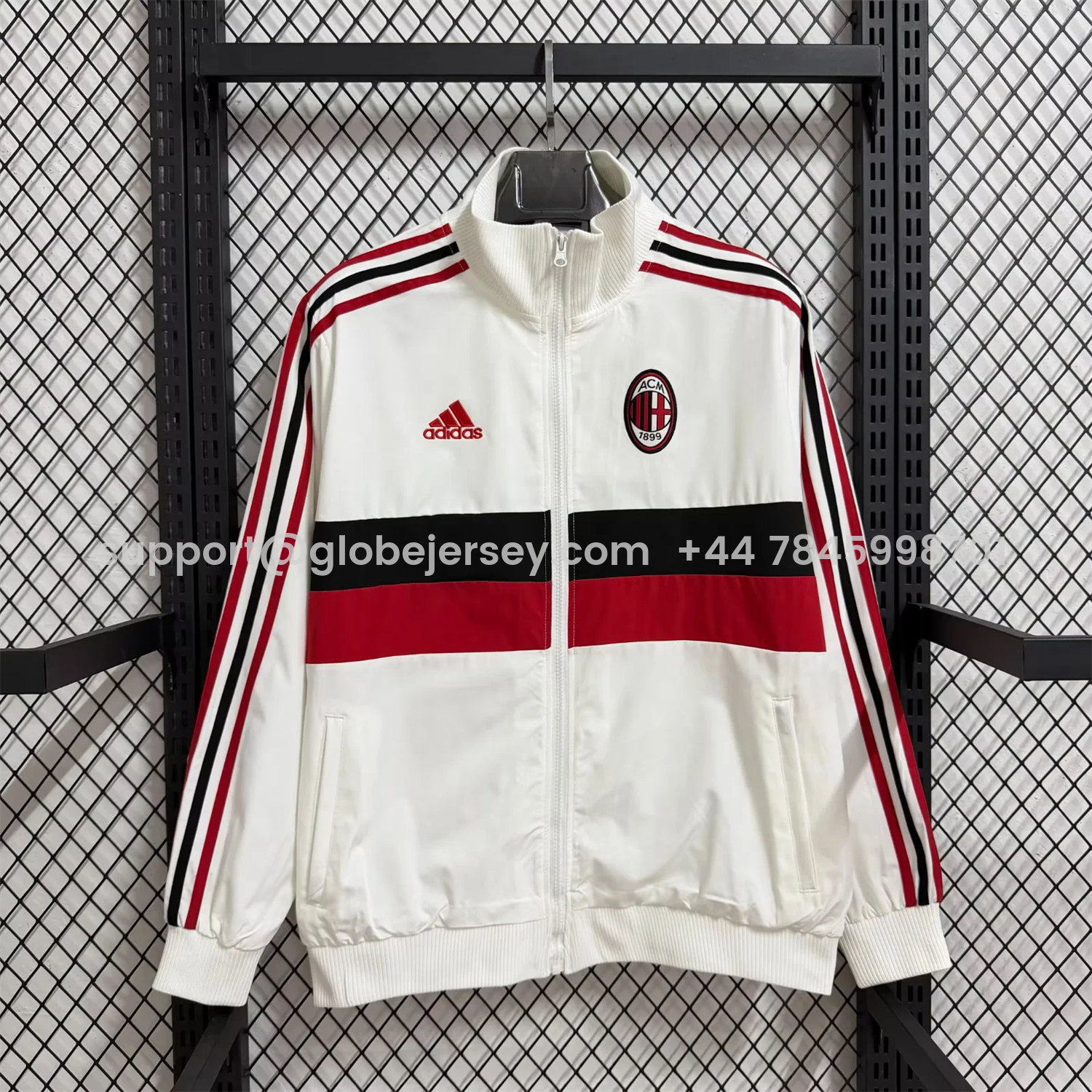 AC Milan 25-26 Windbreaker Jacket - Red Black Horizontal Stripes And White