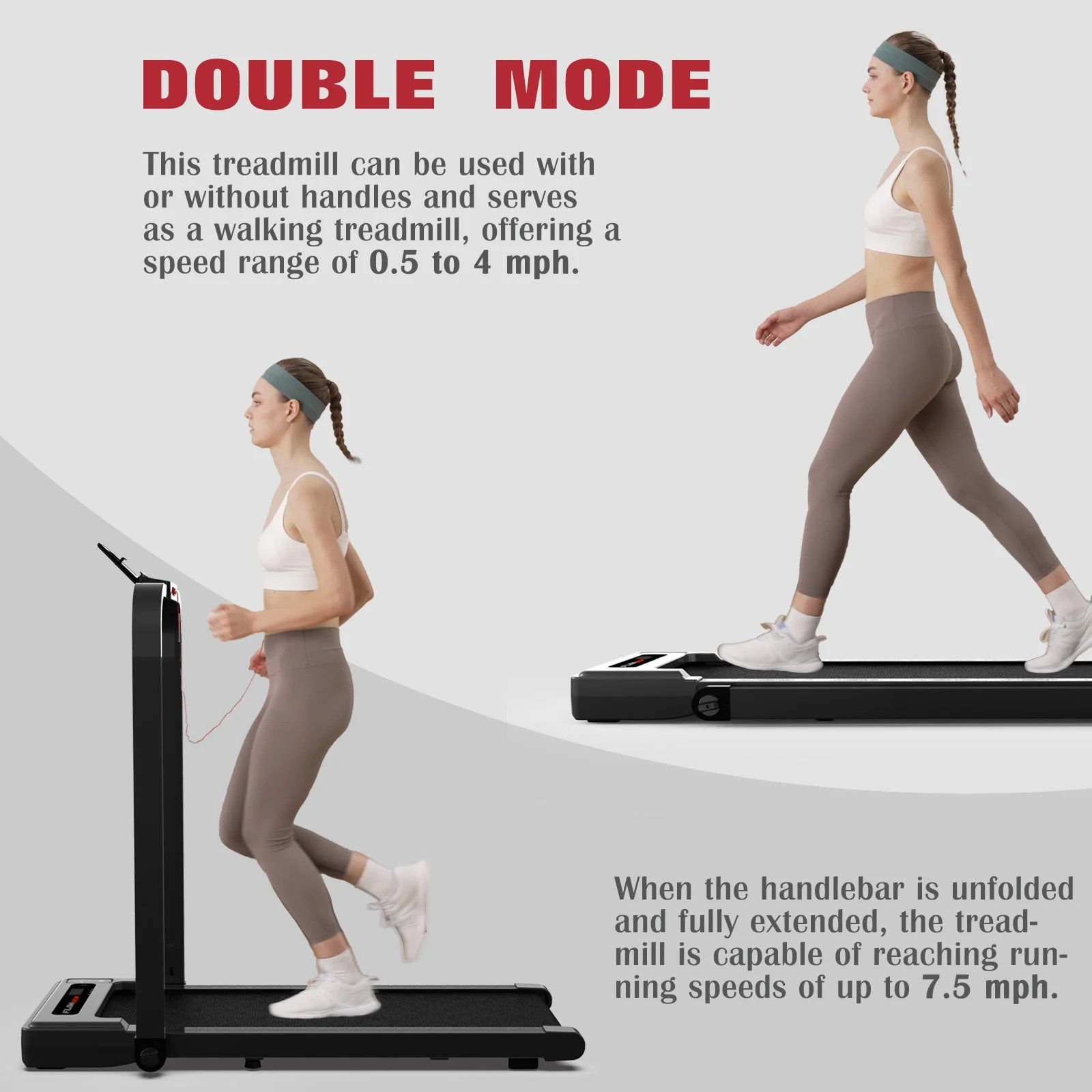 [TREADMILL CLEARANCE] FYC 2.5HP Folding Treadmill with Adjustable Height Desk & Incline - Compact Electric Treadmill Bluetooth Speaker for Running Walking Foldable Portable  (Silver)