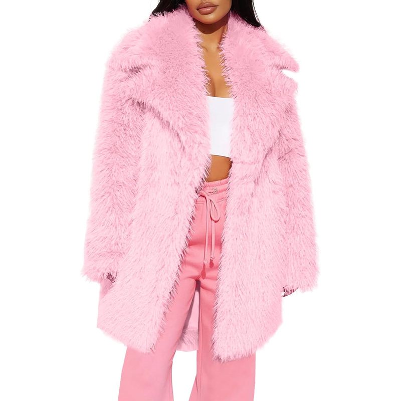 Women's Faux Fur Coats Warm Mid Long Furry Jackets