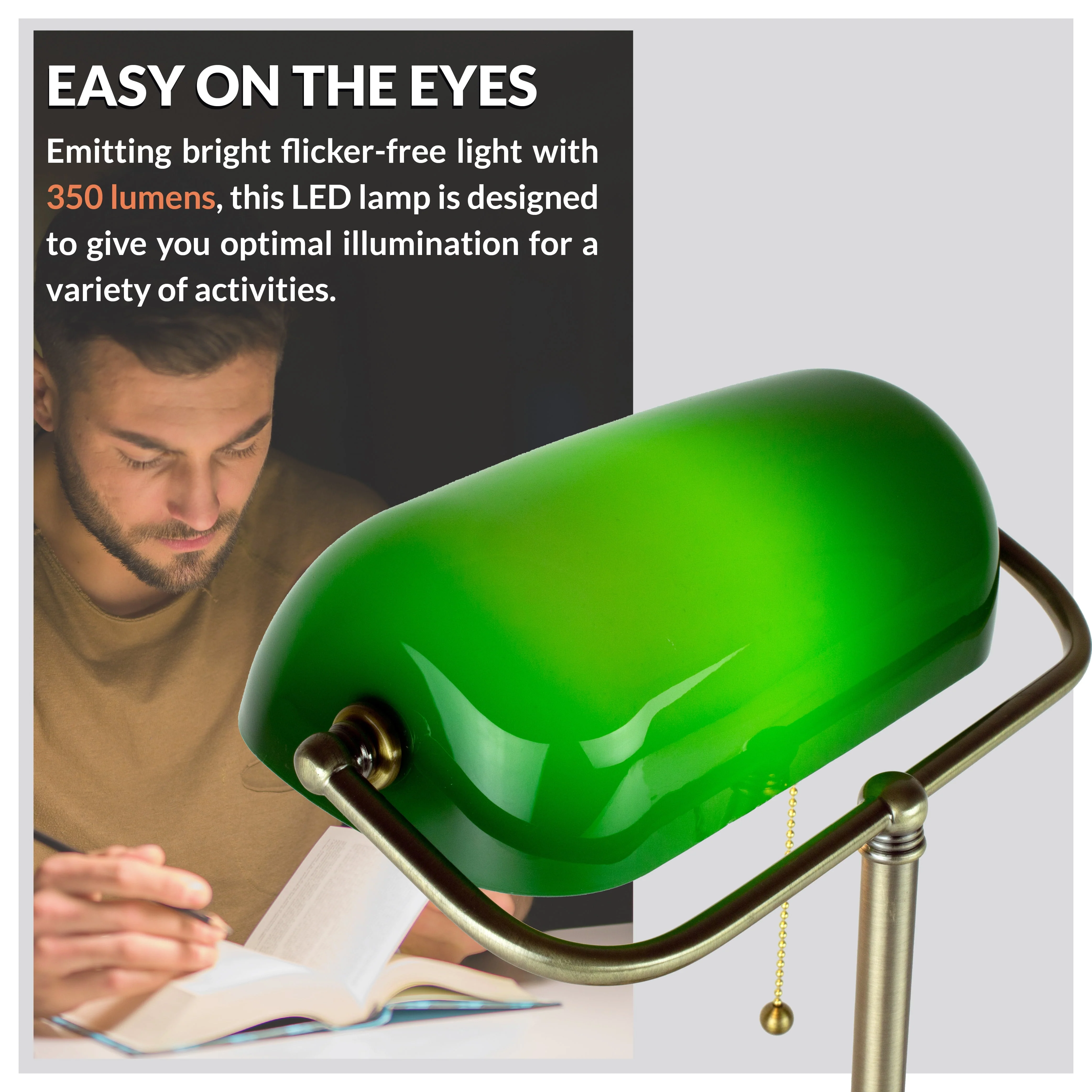 Newhouse Lighting Morgan Antique Green Adjustable Energy-Efficient LED Bankers Desk Lamp