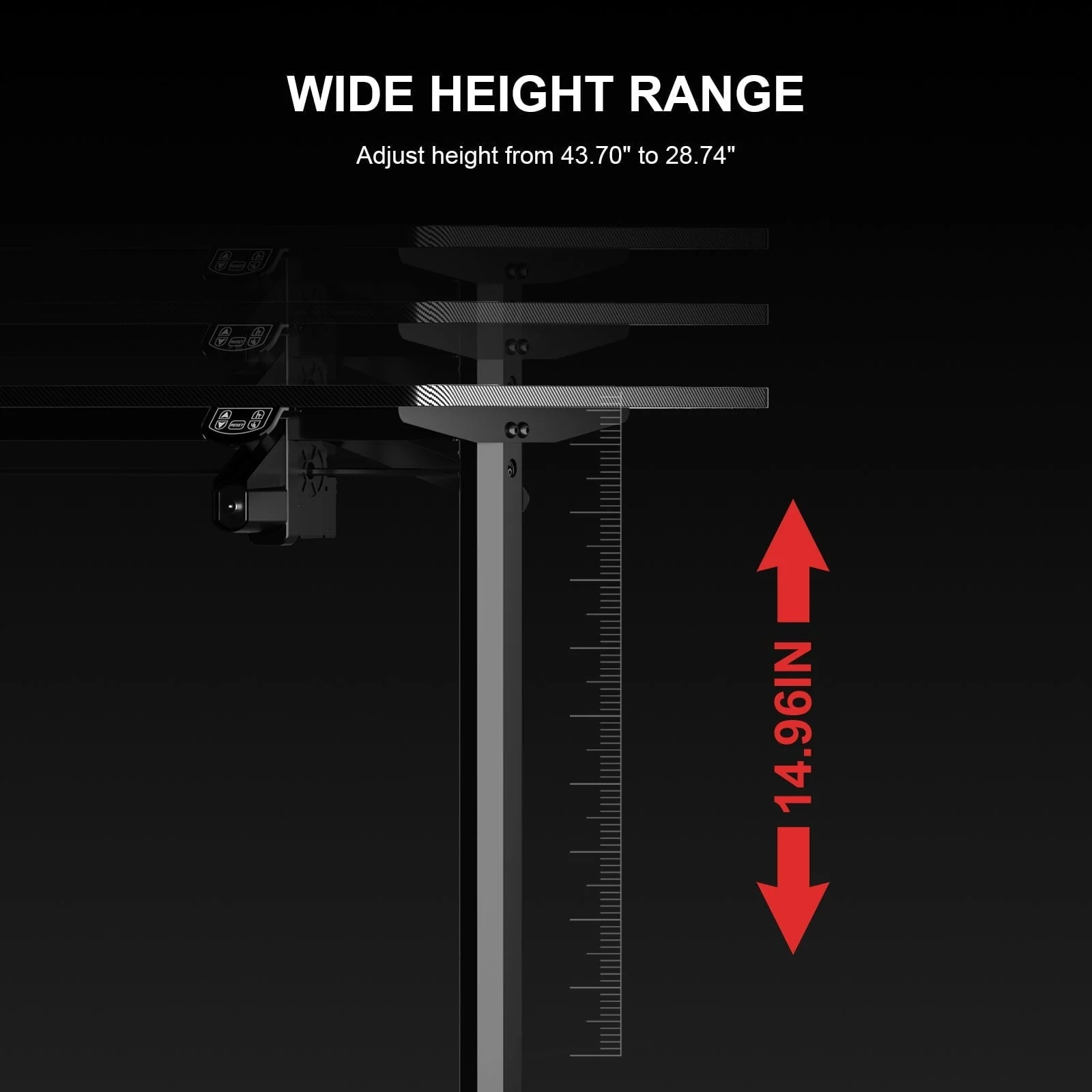 GTRACING 55 Inches Electric Standing Gaming Desk, RGB
