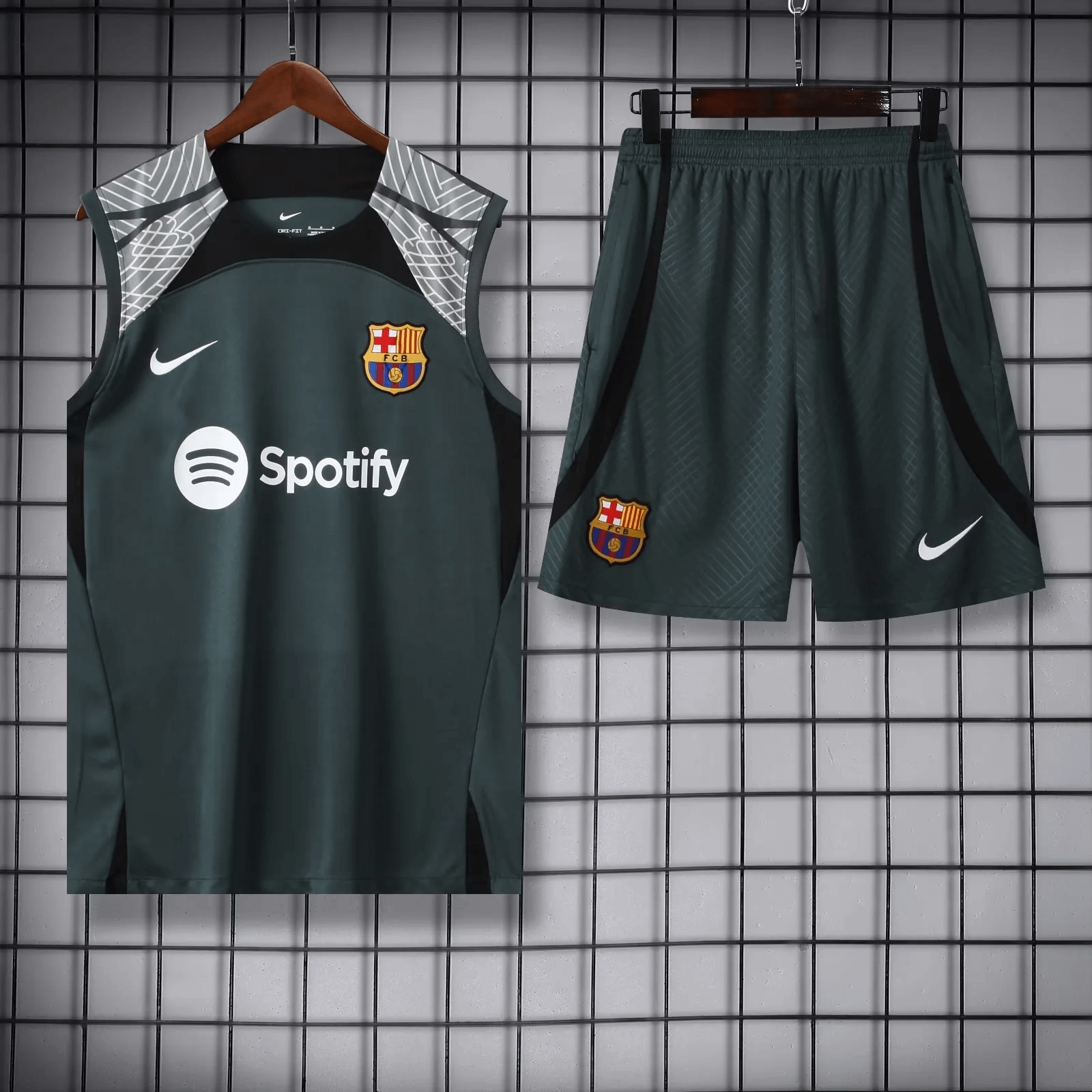 2023/2024 Barcelona pre-match training grey Jersey+Shorts 1:1 Thai Quality