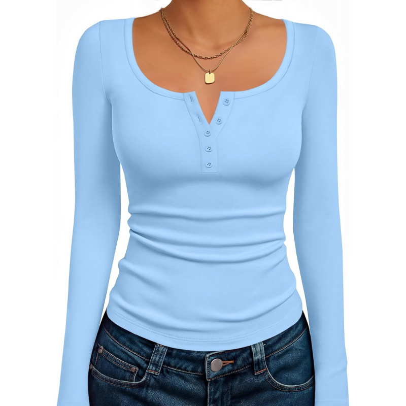 Women's Long Sleeve Henley T Shirts