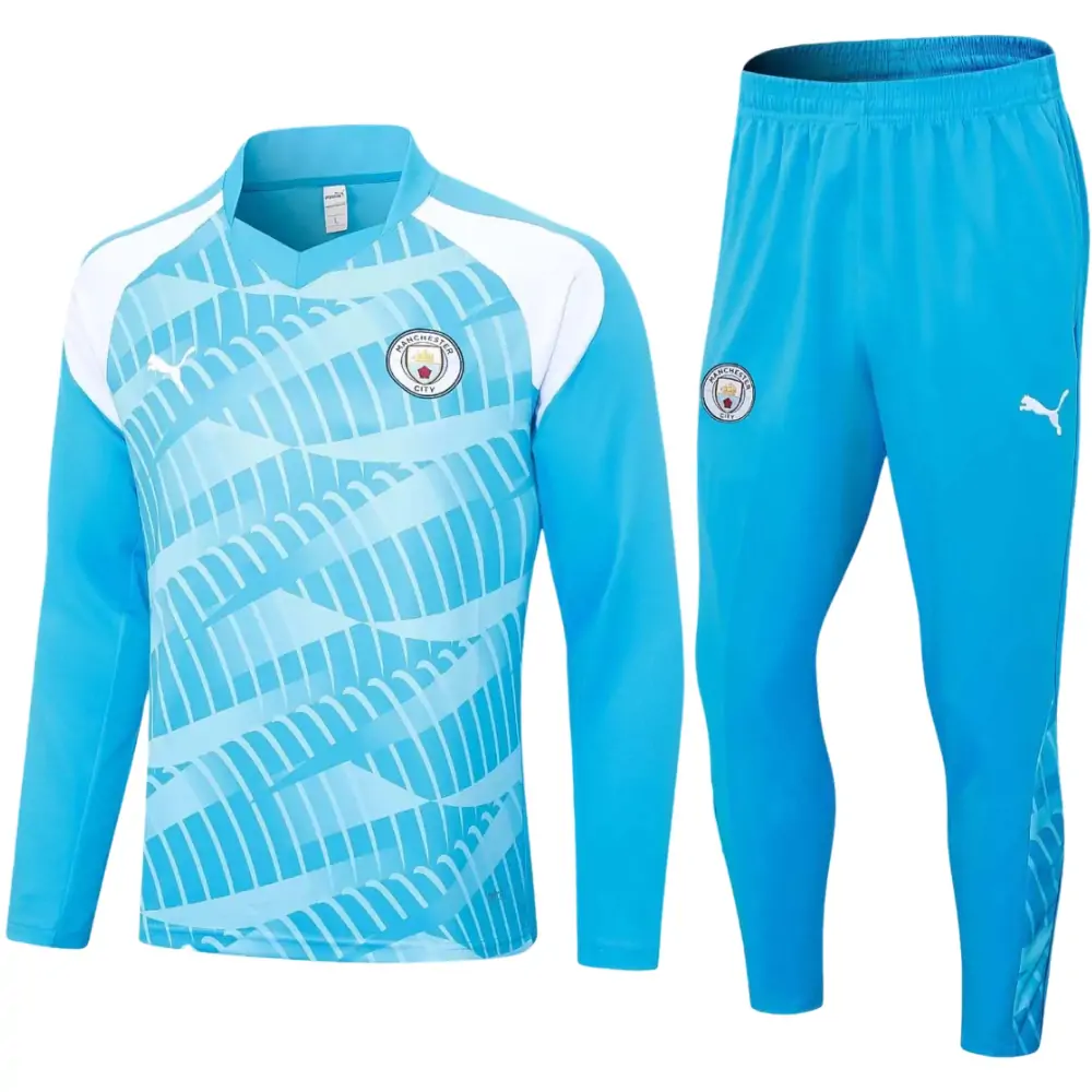 2023/2024 Manchester City Half-Pull Training Suit blue Football Shirt 1:1 Thai Quality Set