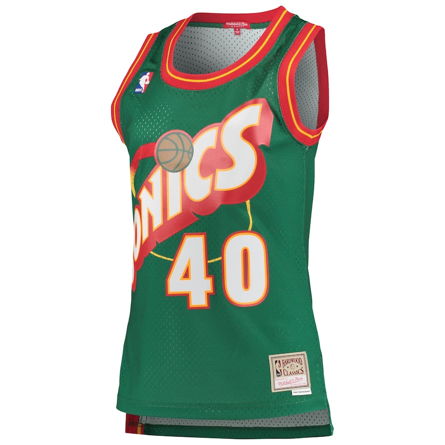 Women's Seattle SuperSonics Shawn Kemp Mitchell & Ness Green 1995/96 Hardwood Classics Swingman Jersey