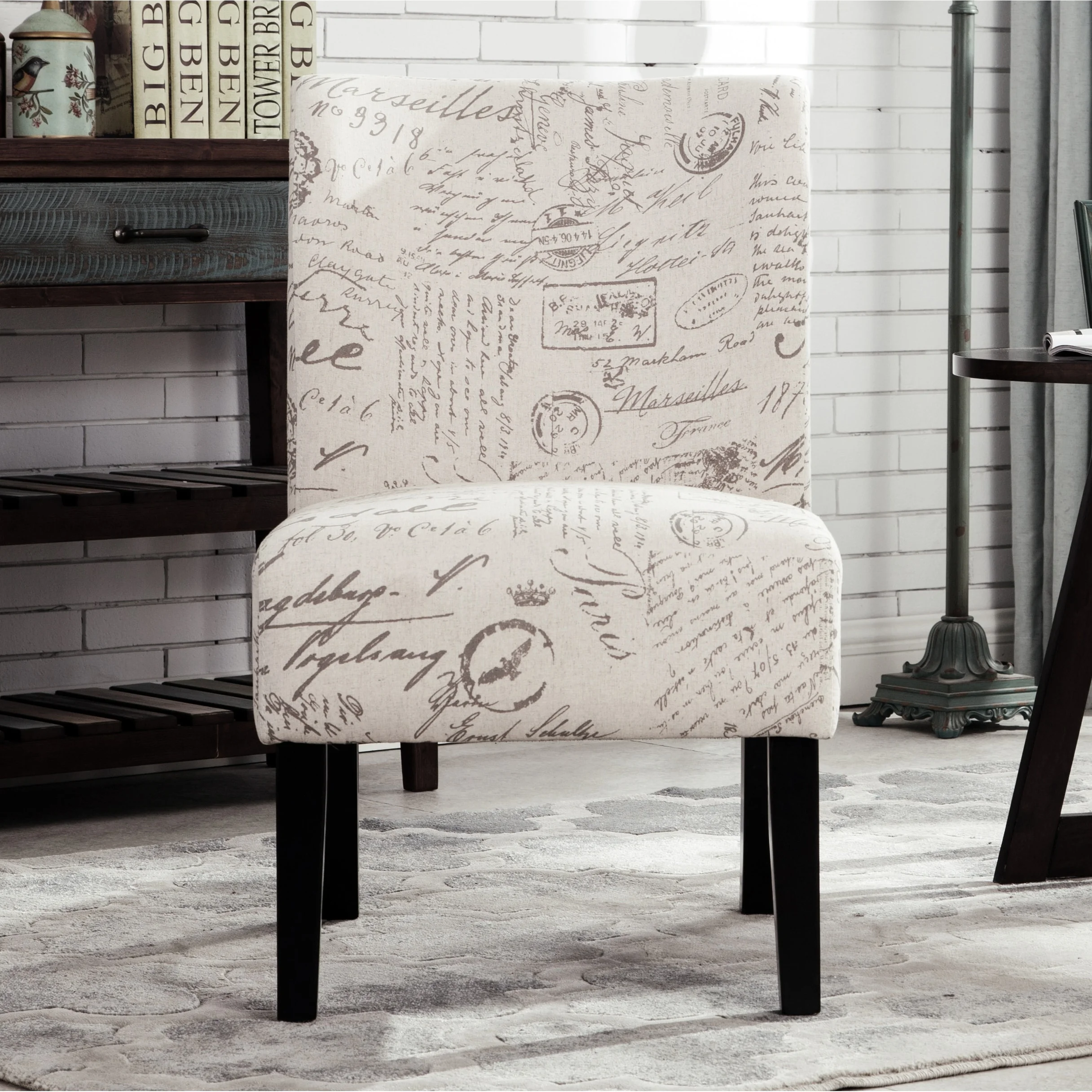 The Curated Nomad  Pavilion Upholstered Armless Accent Slipper Chair Natural Floral