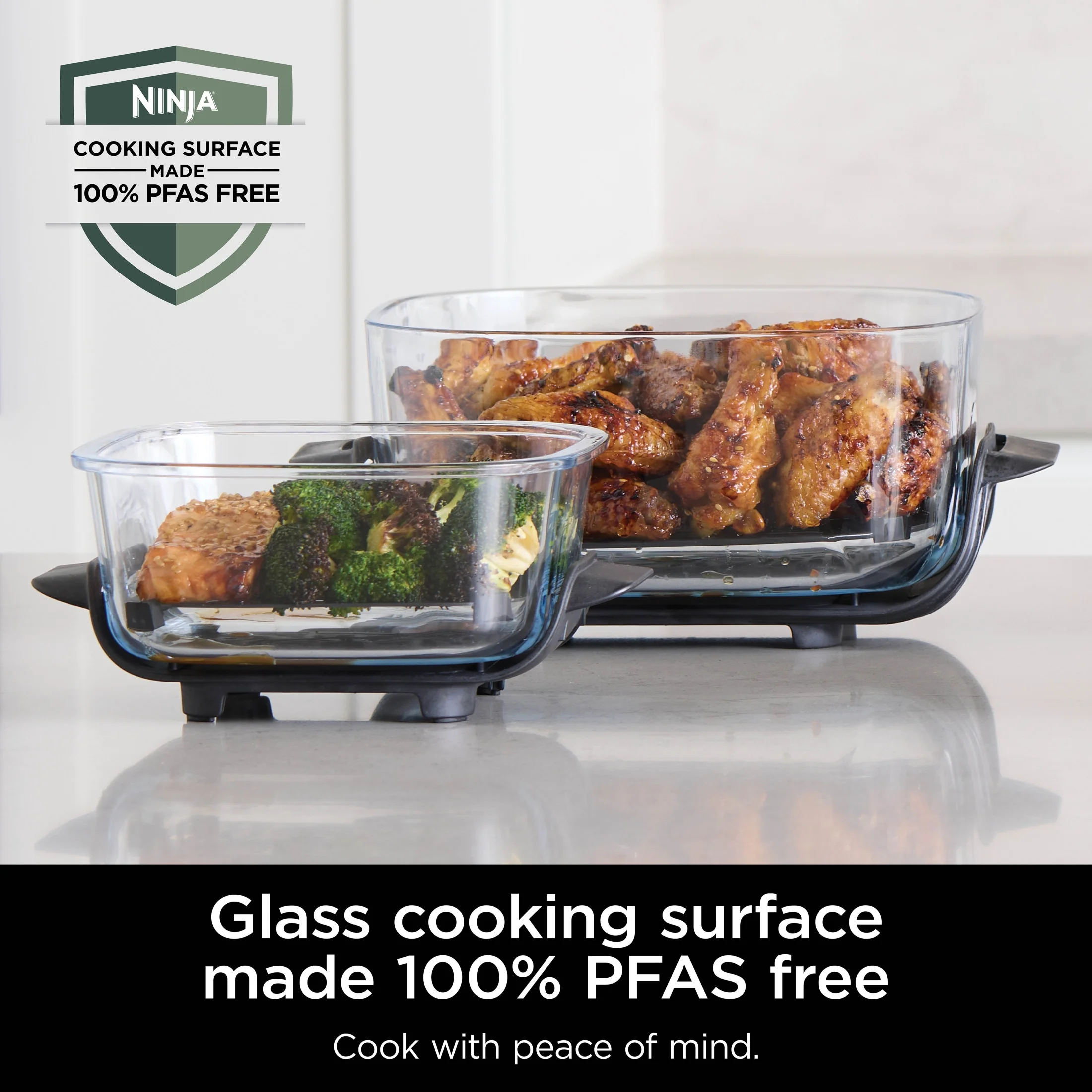 Ninja Crispi 3-in-1 Portable Glass Air Fryer Cooking System, 1500W, 4-Qt & 5-Cup TempWare Glass Containers with Storage Lids, Microwave, Freezer & Dishwasher Safe, White, FN100WH