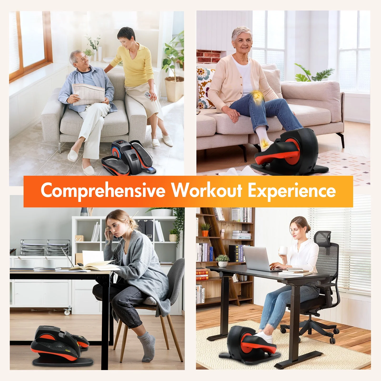 Baokaler Under Desk Elliptical Exercise Machine, Electric Elipsefit Leg Exerciser while Sitting for Seniors,12 Adjustable Speeds with Remote Control