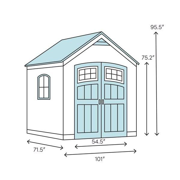 8 feet wide x 6 feet deep plastic storage shed