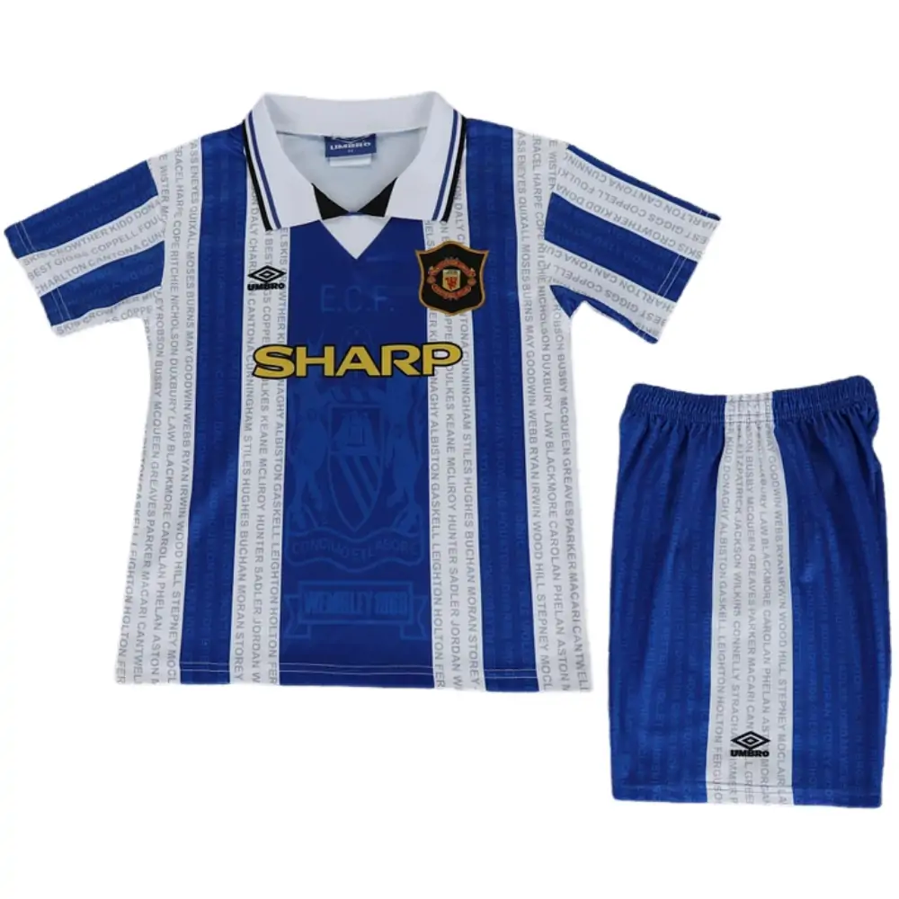 1994-96 Manchester United Second Away Retro Children's Jersey Set - Fans Edition