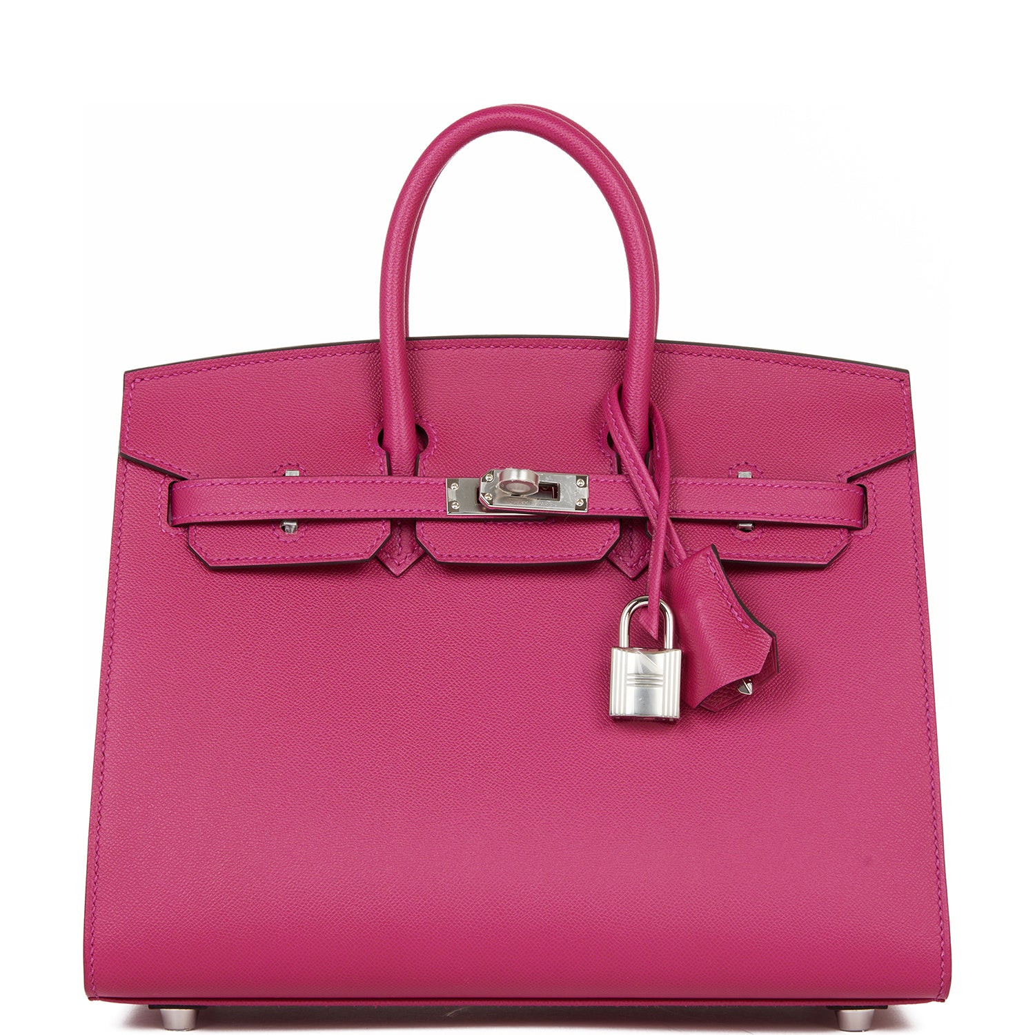 Birkin Sellier 25 Rose Pourpre Veau Madame Palladium Hardware