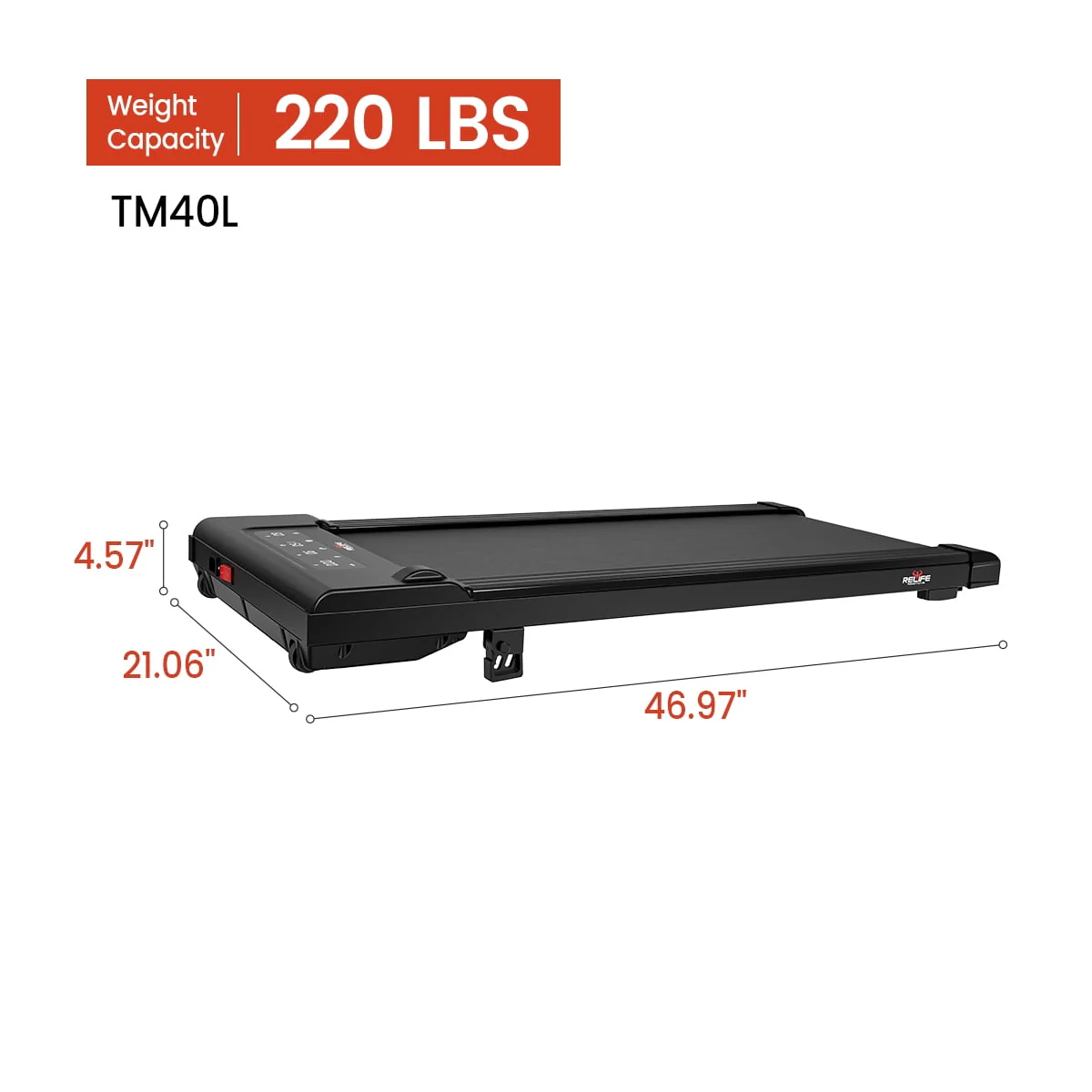 Relife Sports 2 in 1 Under Desk Treadmill with Incline Portable Walking Pad ,0.5-4mph, Black