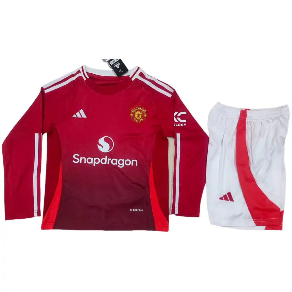 2024/25 Manchester United Home Long Sleeve Shirt - Kids Kit