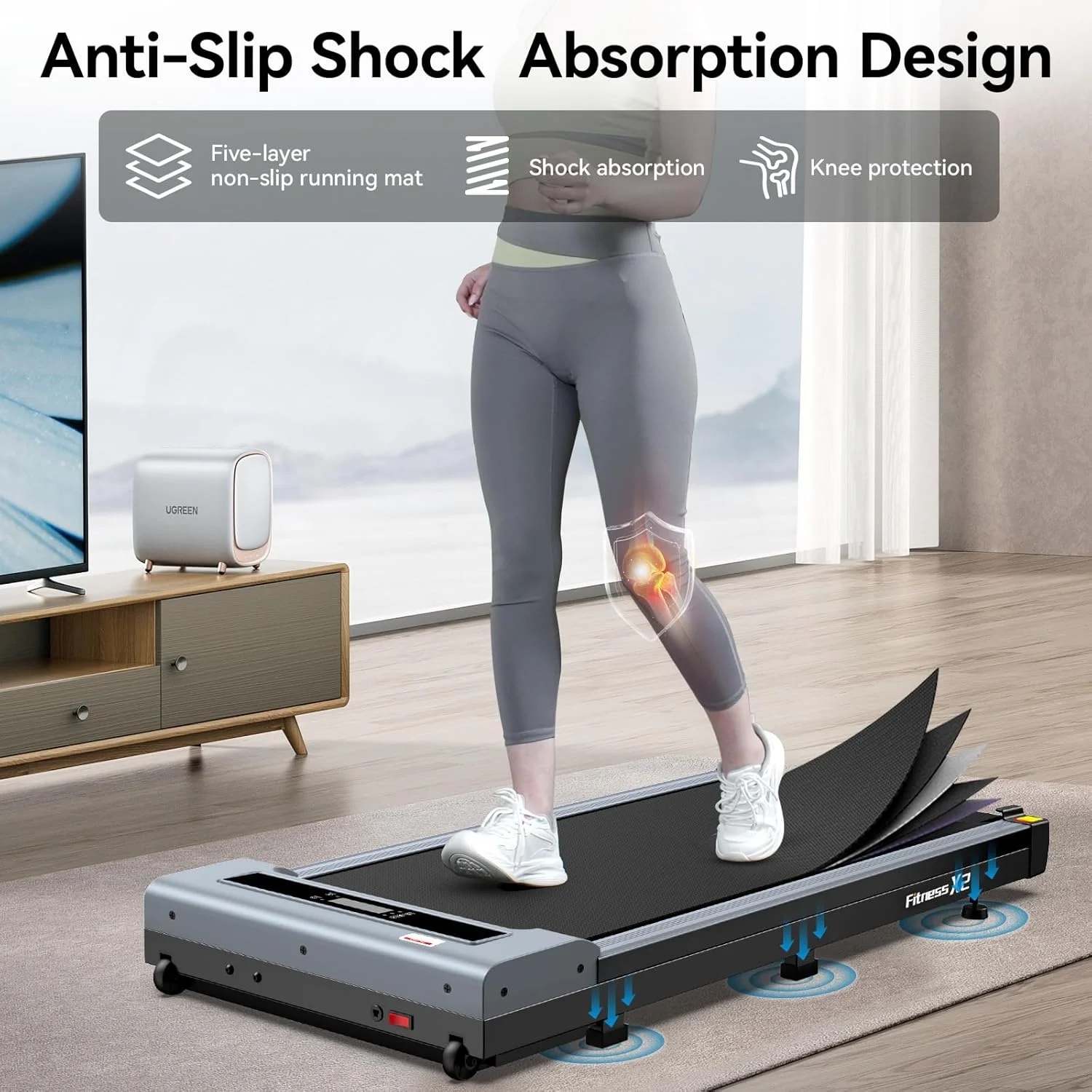 TOSSFD Treadmill Walking Pad with 6% Incline,2.5HP Under Desk Treadmill, Jogging Running Machine for Home Office X301