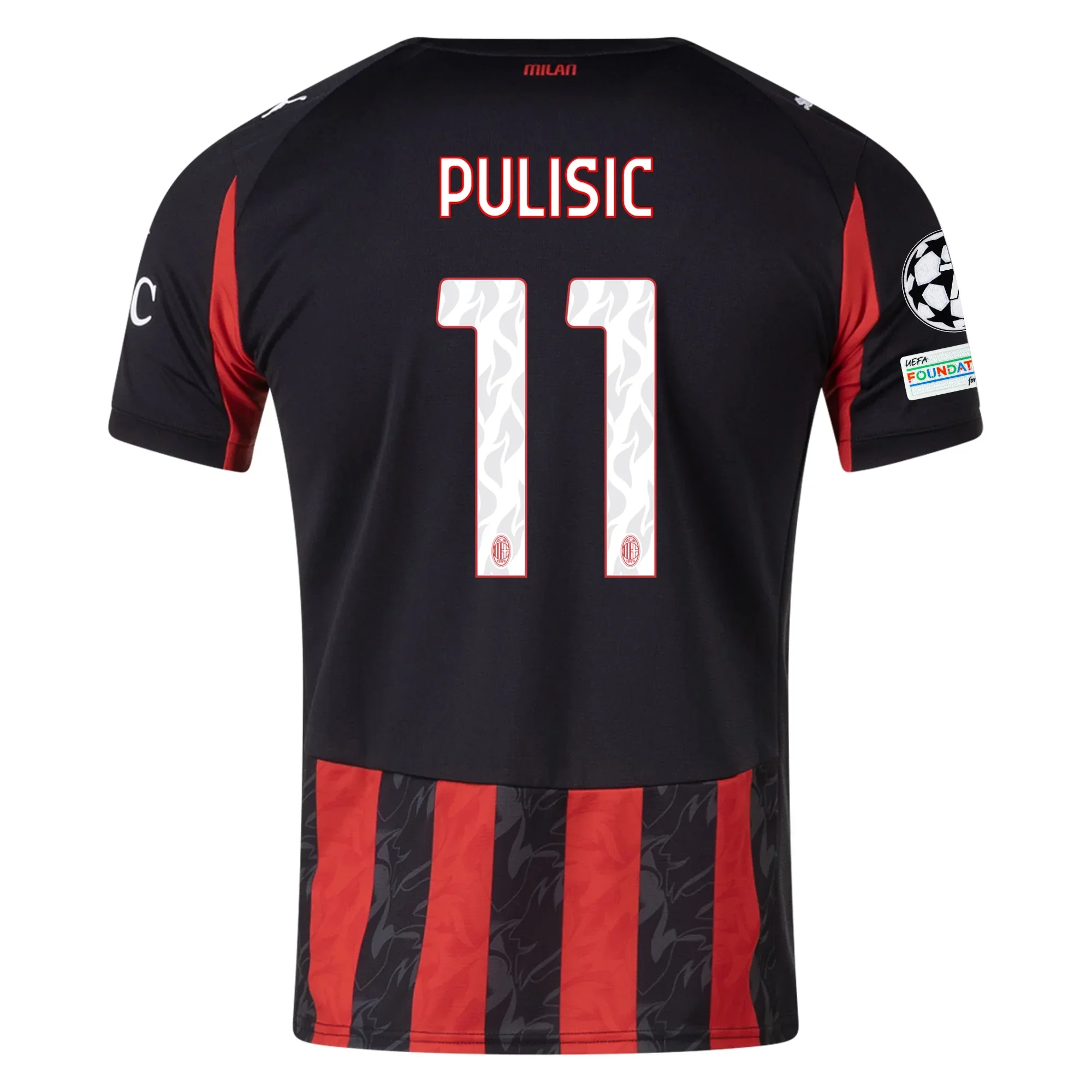 Puma AC Milan Christian Pulisic Home Jersey w/ Champions League Patches 25/26 (Red/Black)