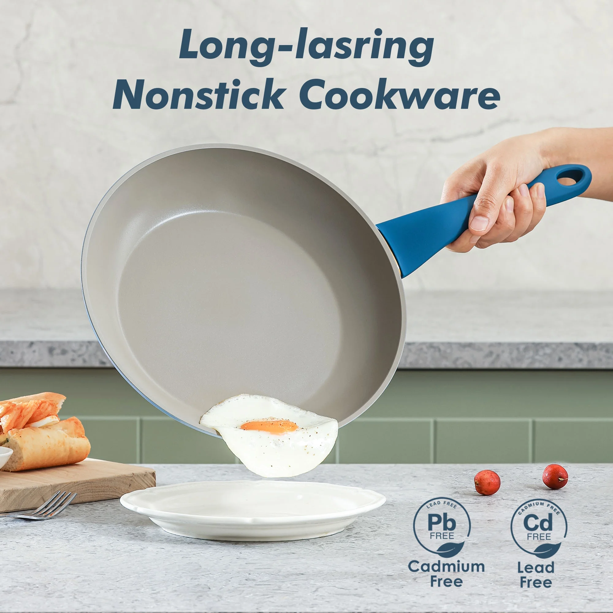 SENSARTE Nonstick Pots and Pans Set, 18Pcs Non Stick Cookware Sets, Induction Kitchen Cookware Sets Green