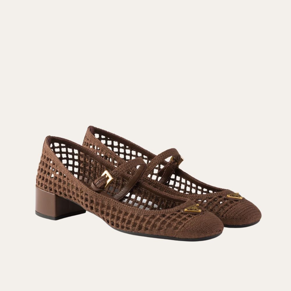 Prada Crochet Pumps Cocoa Brown 35mm