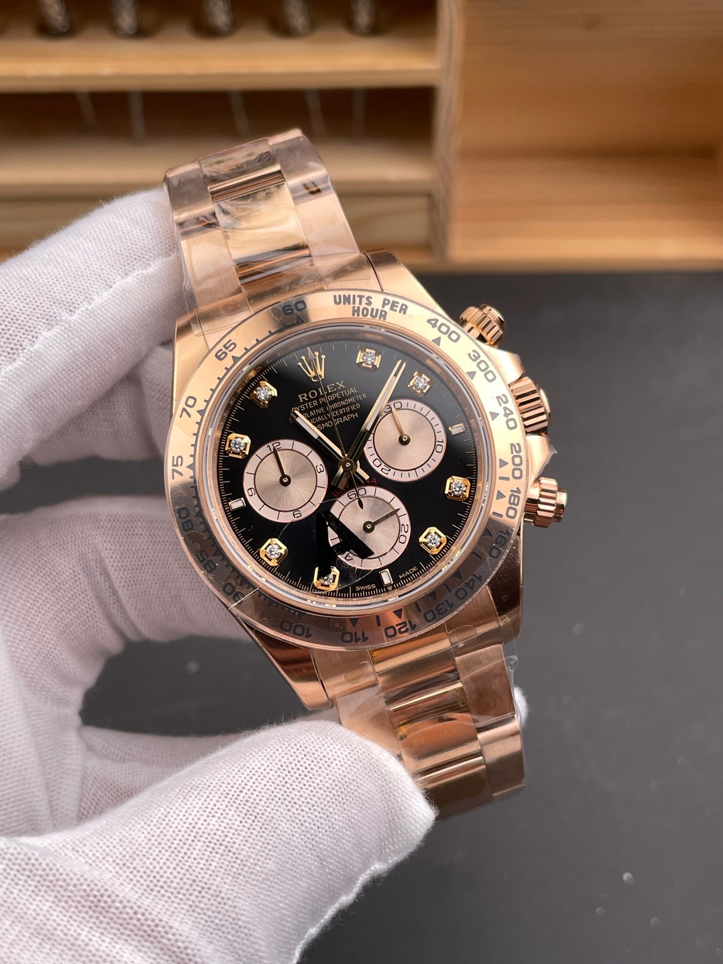 Rolex Daytona Black Gold Rose Gold Diamond V3
