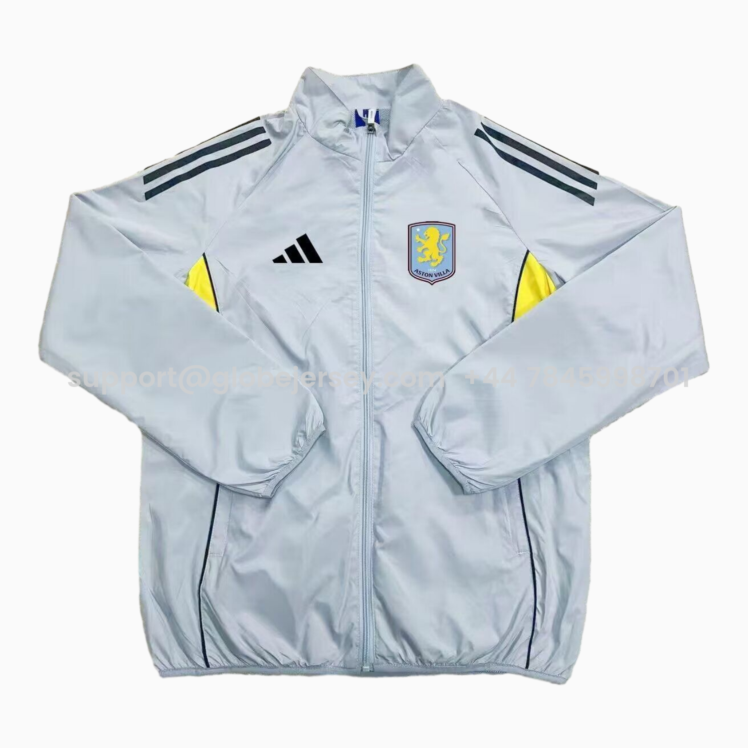 Aston Villa 25-26 Throwback Windbreaker Jacket - Grey Blue