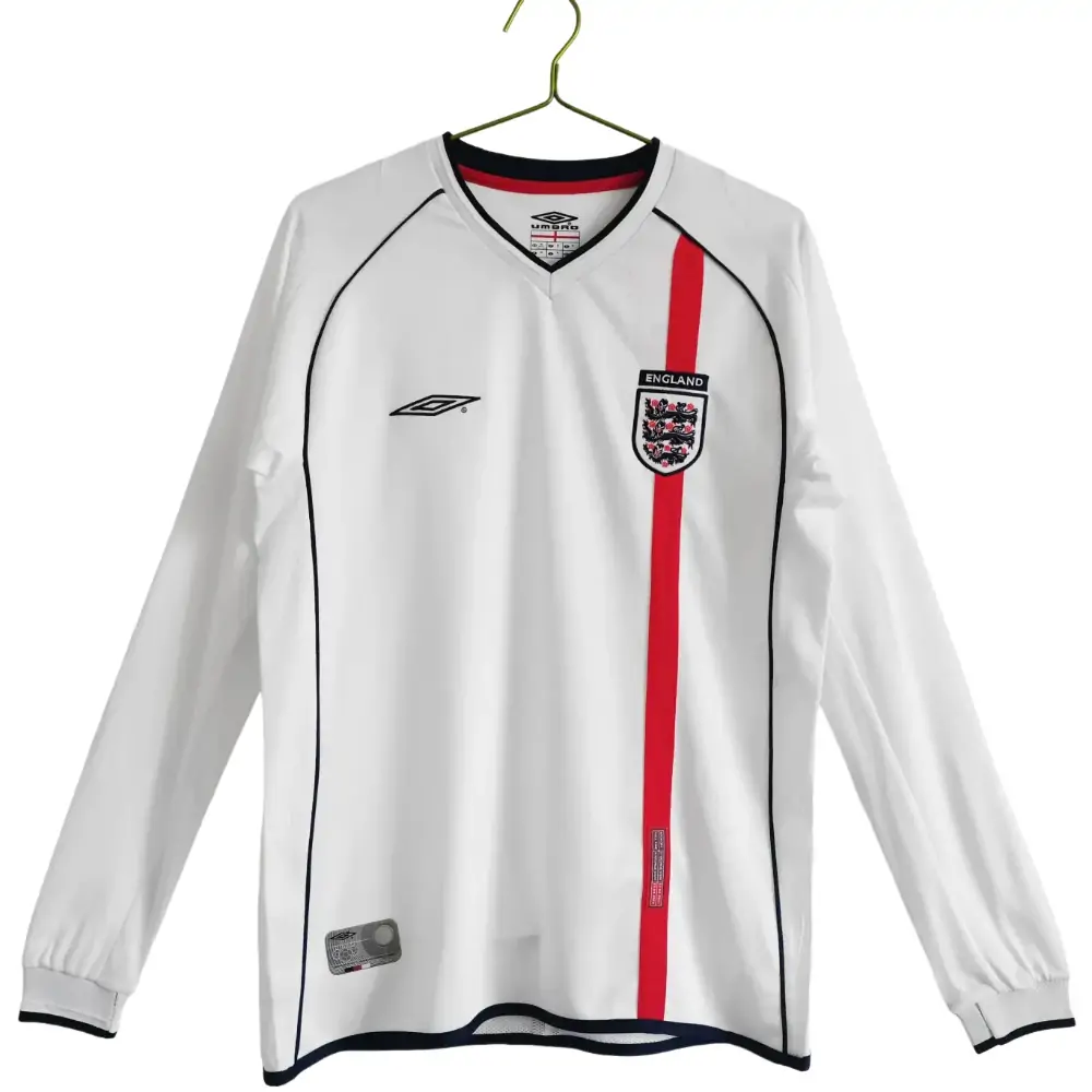 2002 England Home Long Sleeve Retro Jersey - Fans Edition