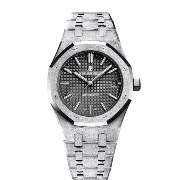 【Super Clone】Audemars Piguet Royal Oak Frosted Gold Selfwinding, Black dial, 37mm,White gold,
