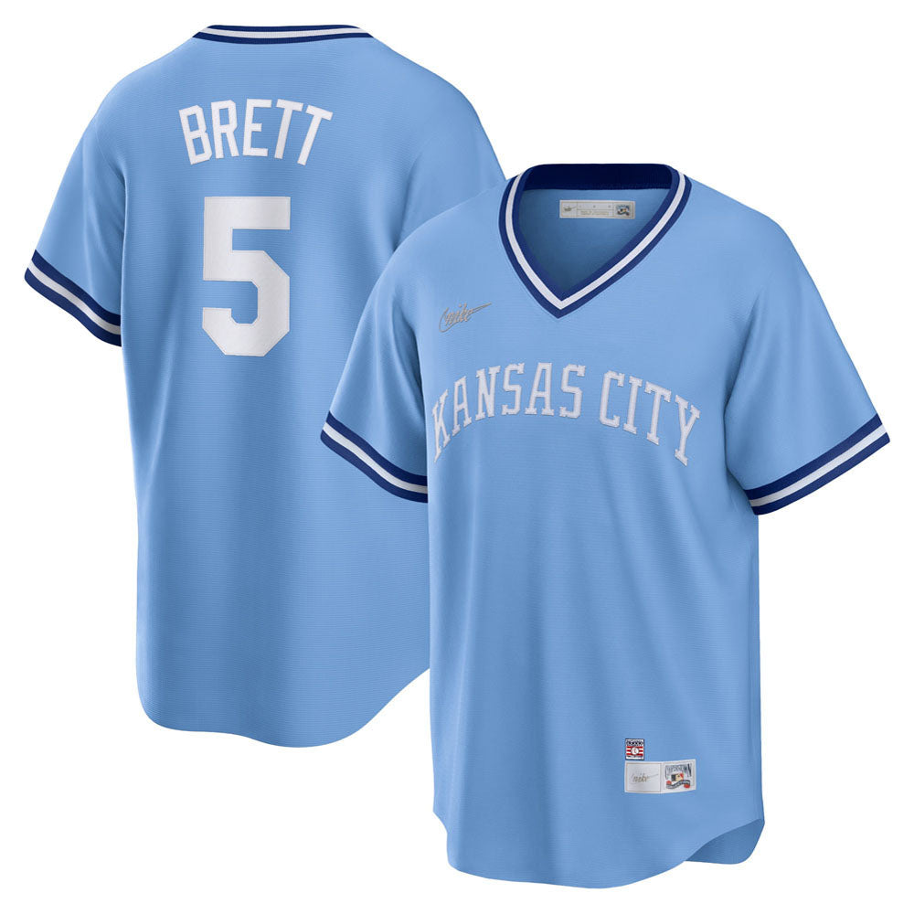 Men's Kansas City Royals George Brett Road Cooperstown Collection Player Jersey - Light Blue