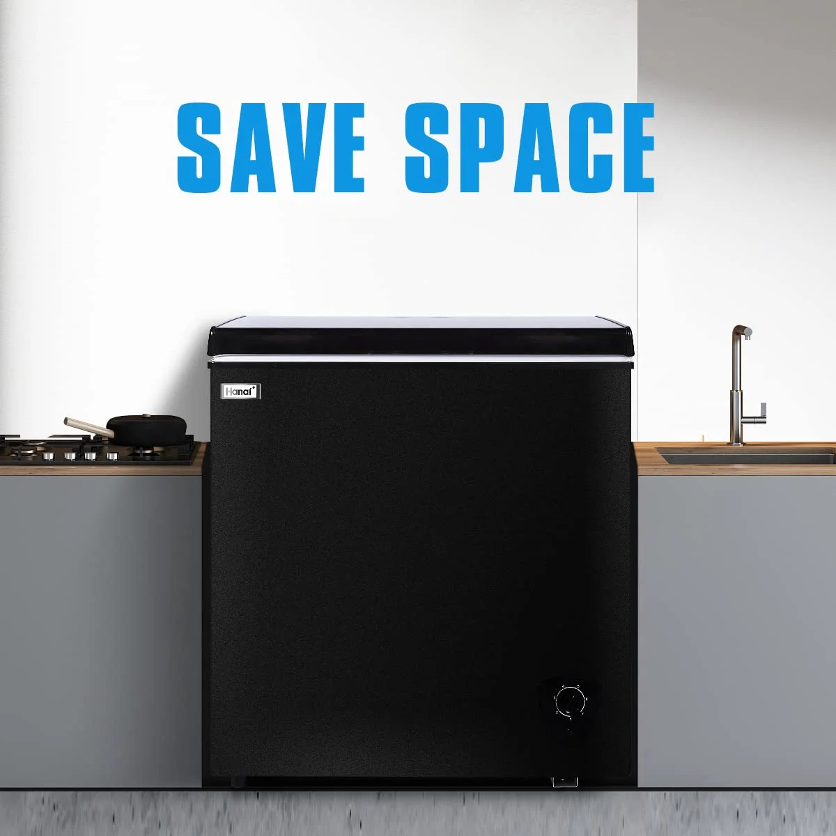 WANAI 5.0 Cu.ft,Chest Freezer,Deep Freezer,Removable Storage Basket Freezer,Black
